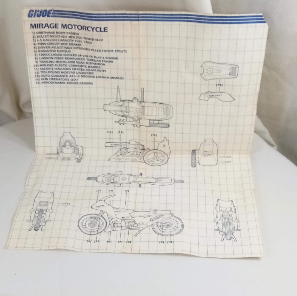 1985 Hasbro GI Joe Silver Mirage Motorcycle With Original Blueprint - Picture 3 of 14